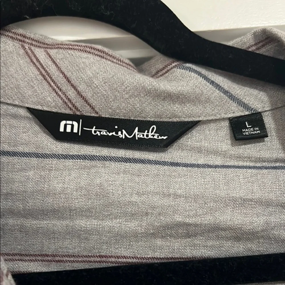 Travis Mathew Gray flannel striped Shirt‎ men’s large super soft